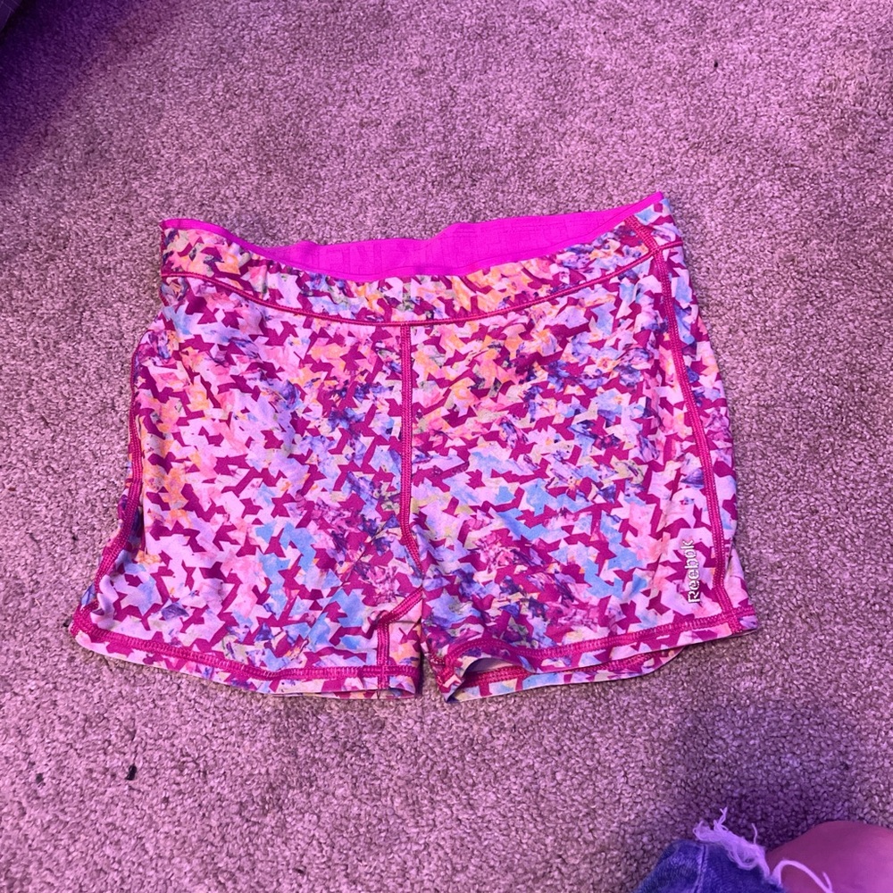 Reebok Women's Pink and Blue Athletic Shorts